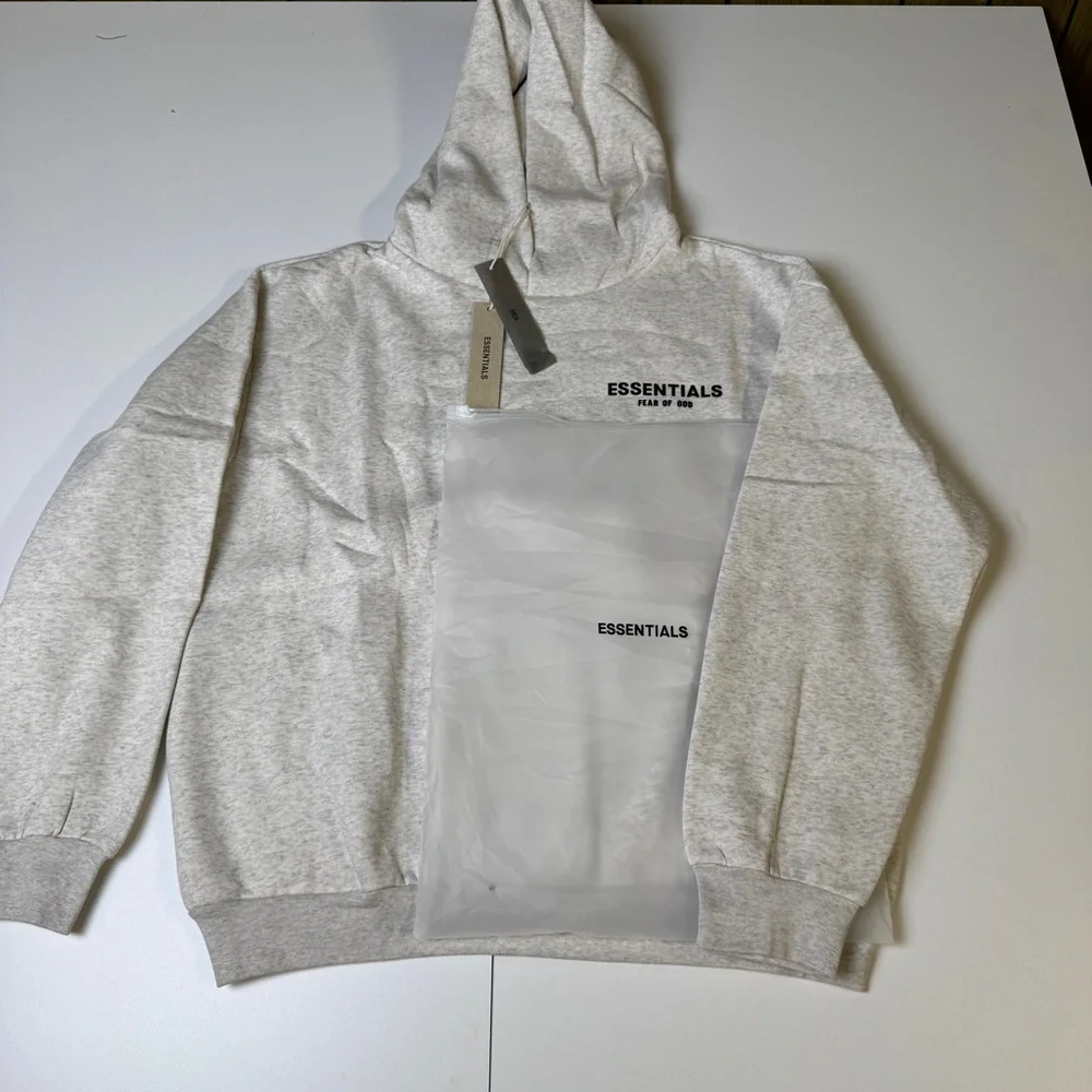 Fear of God Essentials Hoodie Light Gray Pullover Mens Womens Unisex - Picture 2 of 6